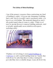 The Safety of Metal Buildings
