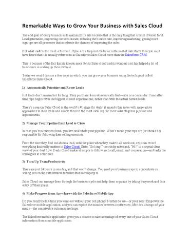 Remarkable Ways to Grow Your Business with Sales Cloud