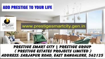 Prestige Estates Projects Limited - Best Apartments In Sarjapur Road, Bangalore
