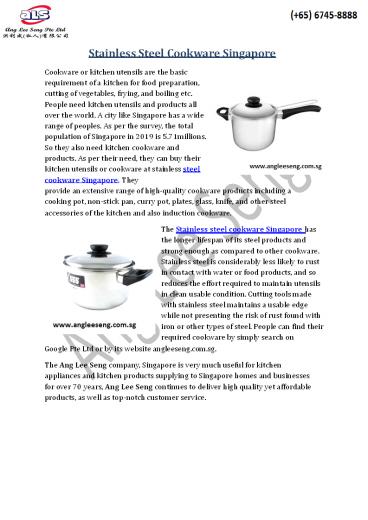 Stainless Steel Cookware Singapore