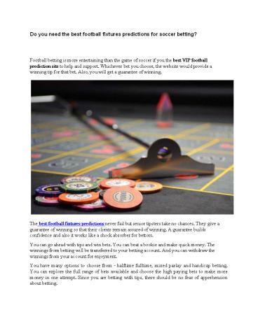 Do you need the best football fixtures predictions for soccer betting