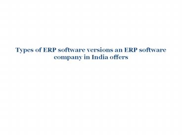 ERP Software Company in India- ERPninjas
