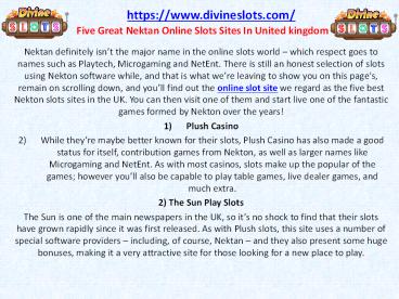 Five Great Nektan Online Slots Sites In United kingdom