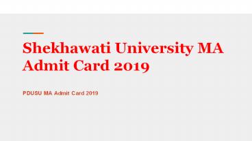 Shekhawati University MA Admit Card 2019