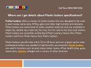 Where can I get details about Plastic lockers specifications?