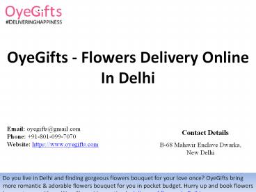 OyeGifts - Flowers Delivery Online In Delhi