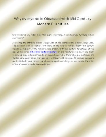 Why everyone is Obsessed with Mid Century Modern Furniture