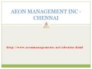 Aeon Management Inc Chennai Velachery ((*Reviews*)))