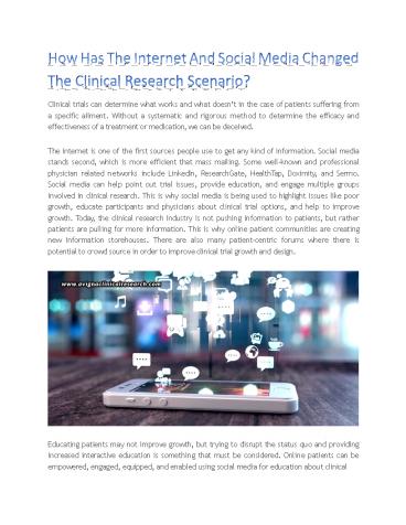 PPT – How Has The Internet And Social Media Changed The Clinical ...