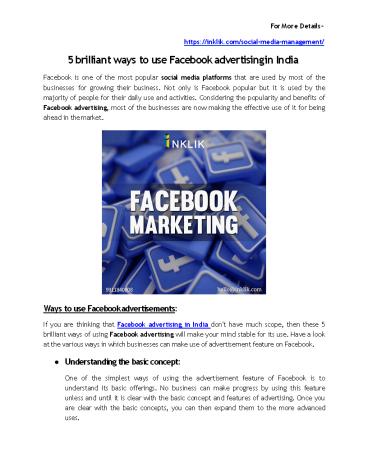 5 brilliant ways to use Facebook advertising in India