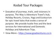 Kodad Tour Packages
