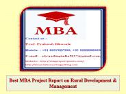 Best MBA Project Report on Rural Development & Management