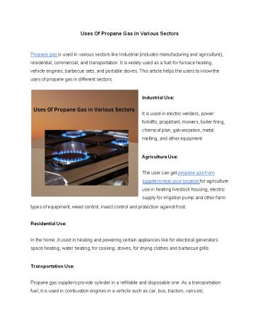 Uses Of Propane Gas in Various Sectors