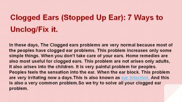Clogged Ears