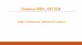 Steps in Employee Selection Procedure – MIT School of Distance Education PowerPoint PPT Presentation