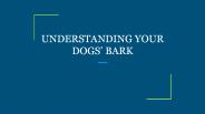 UNDERSTANDING YOUR DOGS’ BARK
