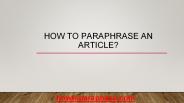 How to paraphrase an article?