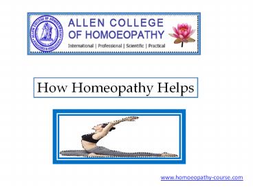 How Homeopathy Helps