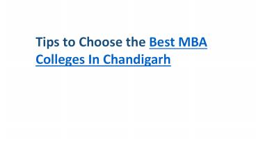 Tips to Choose the Best MBA Colleges In Chandigarh