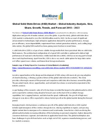 Global Solid State Drives (SSD) Market – Global Industry Analysis, Size, Share, Growth, Trends, and Forecast 2018 – 2023