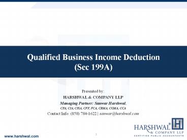 Qualified Business Income Deduction (Sec 199A) - HCLLP