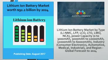 Lithium Ion Battery Market worth $92.2 billion by 2024
