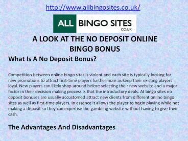 A LOOK AT THE NO DEPOSIT ONLINE BINGO BONUS