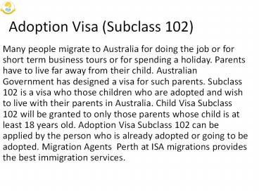 Subclass 102|ISA Migrations and Education Consultants