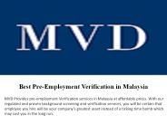 Best Pre-Employment Verification in Malaysia