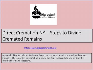 Direct Cremation NY – Steps to Divide Cremated Remains