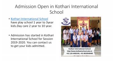 Admission Open in Kothari International School