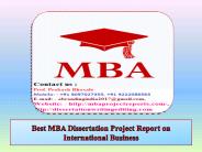 Best MBA Dissertation Project Report on International Business