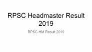 RPSC Headmaster Result 2019, RPSC HM Result 2019