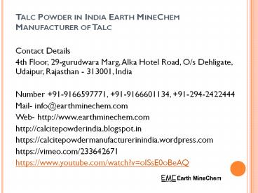 Talc Powder in India Earth MineChem Manufacturer of Talc