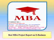 Best MBA Project Report on E-Business