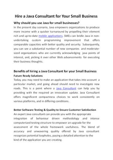 Hire a Java Consultant for Your Small Business