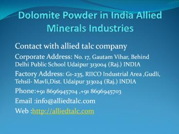 Dolomite Powder in India Allied Minerals Industries