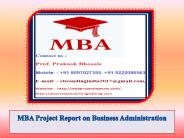 MBA Project Report on Business Administration