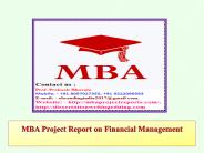 MBA Project Report on Financial Management