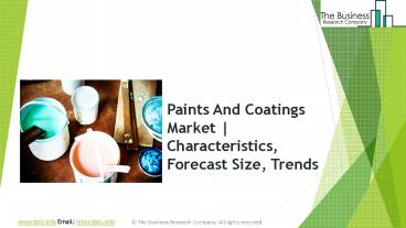 Paints And Coatings Global Market Report 2019