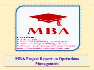 MBA Project Report on Operations Management