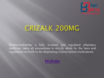 Crizalk 200mg Tablet - Blueberrypharma