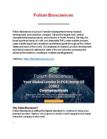 Not All Hemp Is Created Equal | Folium Biosciences