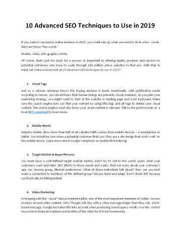 10 Advanced SEO Techniques to Use in 2019