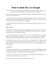 How to Rank No. 1 on Google