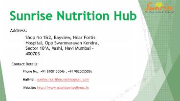 Best Dietician in Mumbai for Weight Loss | Fitness center | Sunrise