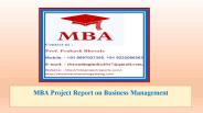 MBA Project Report on Business Management