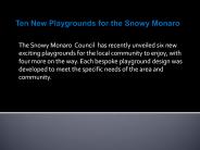 Ten New Playgrounds for the Snowy Monaro