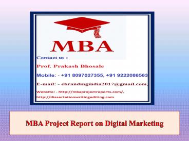 MBA Project Report on Digital Marketing