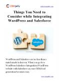 Salesforce WordPress Integration: Things You Need to Consider PowerPoint PPT Presentation